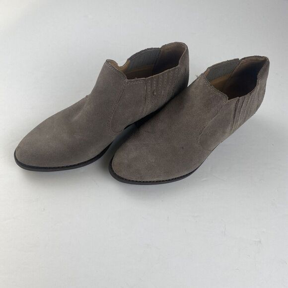 Lucky Brand Ankle Boot, Women's Folley Light Taupe Suede Leather Ankle Boot Sz 9 - Picture 1 of 16